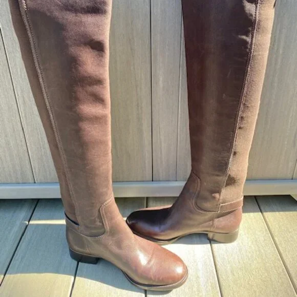 REDUCED Tory Burch Jack Landed Elastic & Leather Over The Knee Riding Boots 7 - Picture 7 of 12